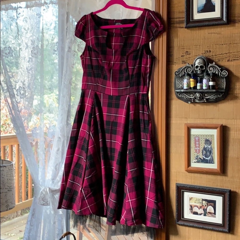 Pink and black plaid dress
